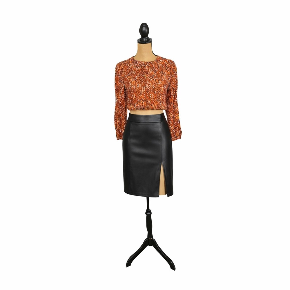 Cloth & Stone Anthropologie Sheer Rust Crop Blouse Womens Small Boho Festival